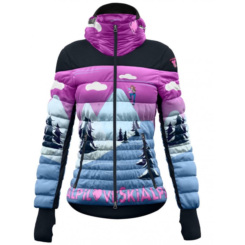 Chaqueta de esquí para mujer, diseño de montaña, con cremallera, bolsillos  de gran tamaño, otoño e invierno